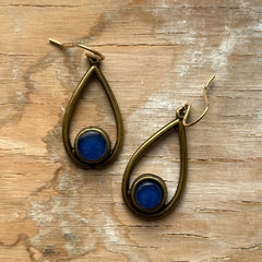 Navy Cameo Earrings- One of a Kind