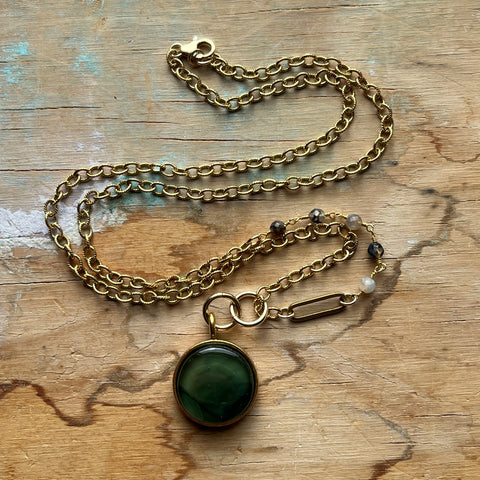 Moss & Quartz Necklace- One of a Kind