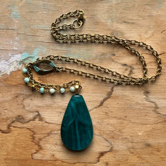 Swirly Teal Short Necklace- One of a Kind