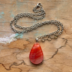 Coral & Citron Drop Necklace- One of a Kind
