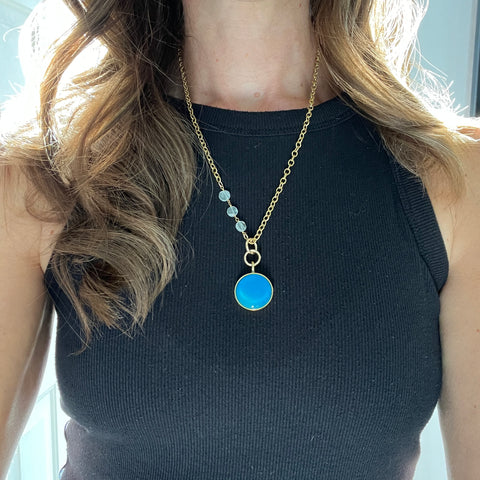 Aqua Aquamarine Necklace- One of a Kind