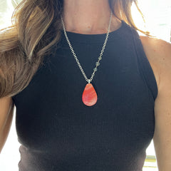 Coral & Citron Drop Necklace- One of a Kind