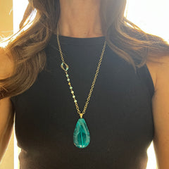 Swirly Teal Short Necklace- One of a Kind