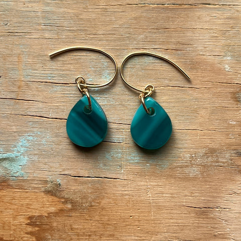 Swirly Teal Drop Earrings- One of a Kind