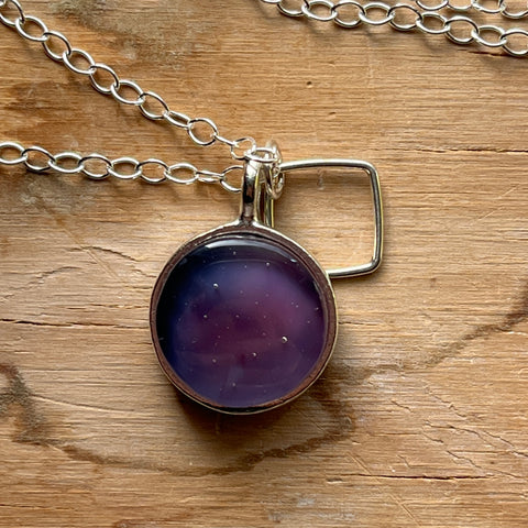 Night Sky Circle Charm Necklace- One of a Kind