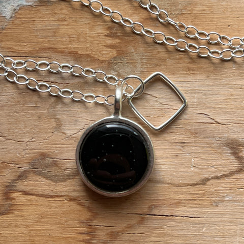 Black Circle Charm Necklace- One of a Kind