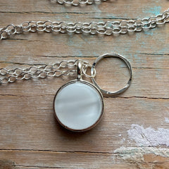 Swirly White Circle Charm Necklace- One of a Kind