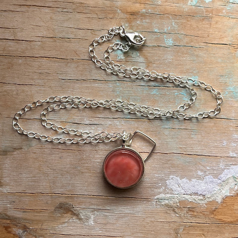 Peachy Circle Charm Necklace- One of a Kind