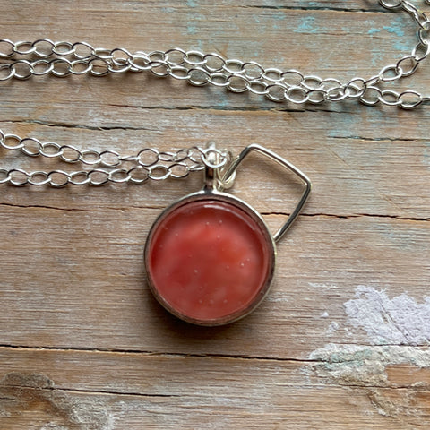 Peachy Circle Charm Necklace- One of a Kind