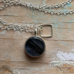 Swirly Black Circle Charm Necklace- One of a Kind