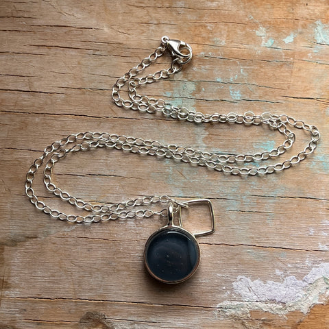 Grey Circle Charm Necklace- One of a Kind