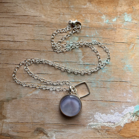 Soft Lavender Circle Charm Necklace- One of a Kind