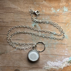 Classic White Circle Charm Necklace- One of a Kind