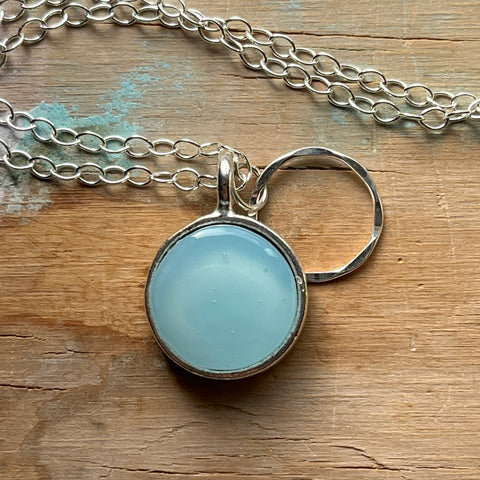 Blue Clouds Circle Charm Necklace- One of a Kind