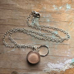 Light Peach Circle Charm Necklace- One of a Kind