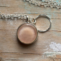 Light Peach Circle Charm Necklace- One of a Kind