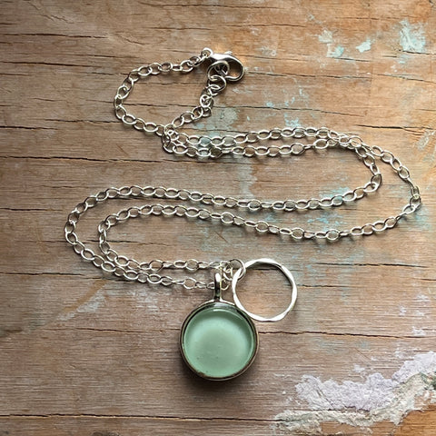 Mint Circle Charm Necklace- One of a Kind