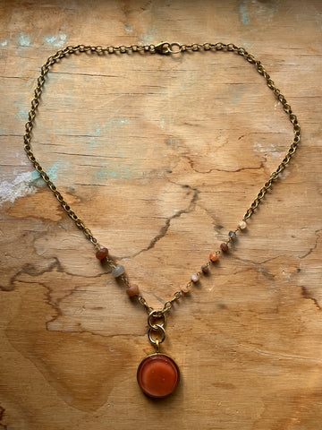 Orange & Moonstone Necklace- One of a Kind