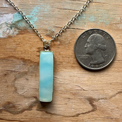 Swirly Blue Sterling Bar Necklace- One of a Kind