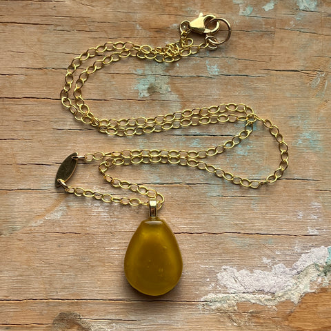 Mustard Tag Necklace- One of a Kind