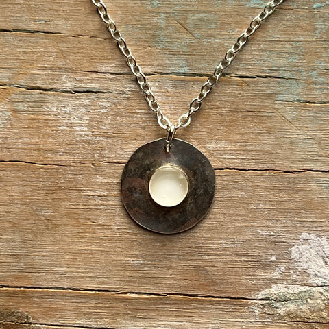White Disk Necklace- One of a Kind