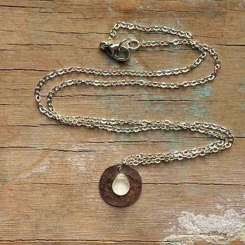 White Disk Necklace- One of a Kind