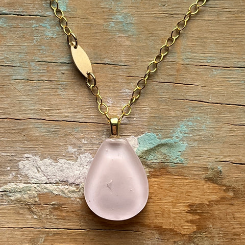 Pale Pink Tag Necklace- One of a Kind