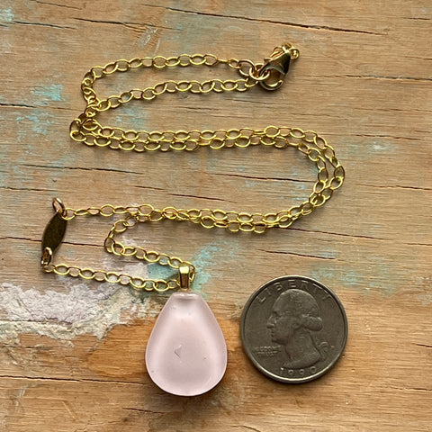 Pale Pink Tag Necklace- One of a Kind