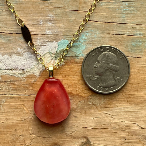 Coral Drop Tag Necklace- One of a Kind