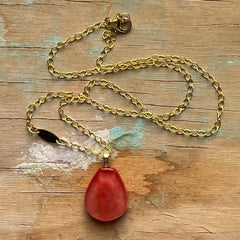 Coral Drop Tag Necklace- One of a Kind