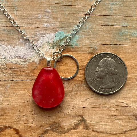 Bright Coral Circle Necklace- One of a Kind