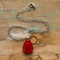 Bright Coral Circle Necklace- One of a Kind