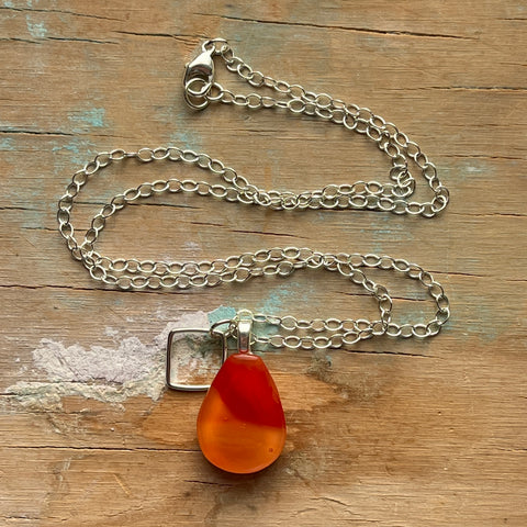 Swirly Red Charm Necklace- One of a Kind