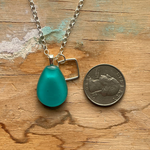 Aqua Drop Charm Necklace- One of a Kind