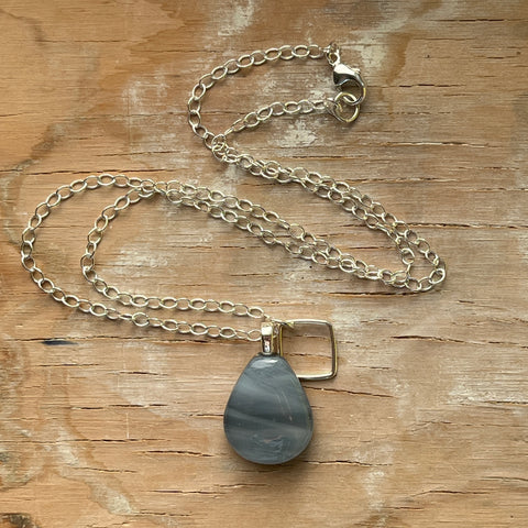Swirly Grey Drop Necklace- One of a Kind