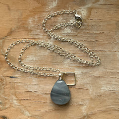 Swirly Grey Drop Necklace- One of a Kind
