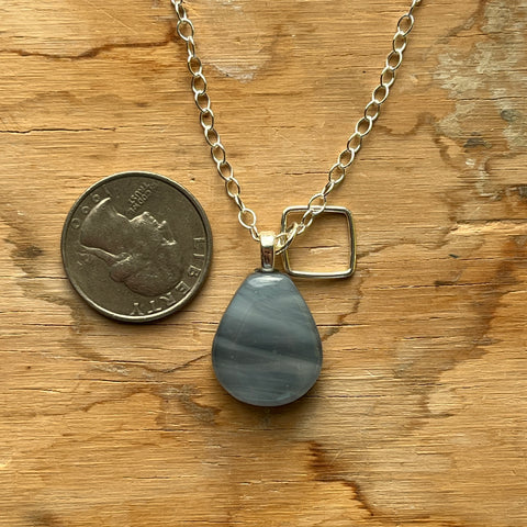 Swirly Grey Drop Necklace- One of a Kind