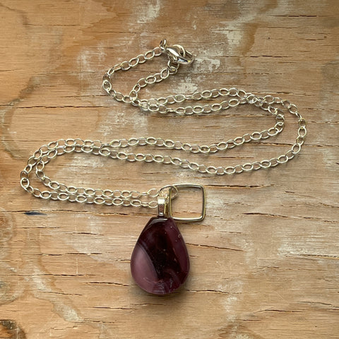 Swirly Maroon Drop Necklace- One of a Kind