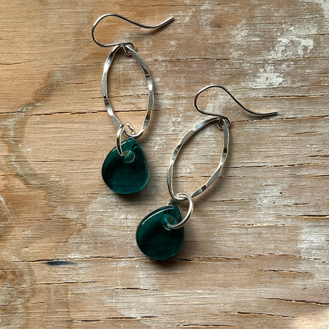 Transparent Teal Piper Earrings- One of a Kind