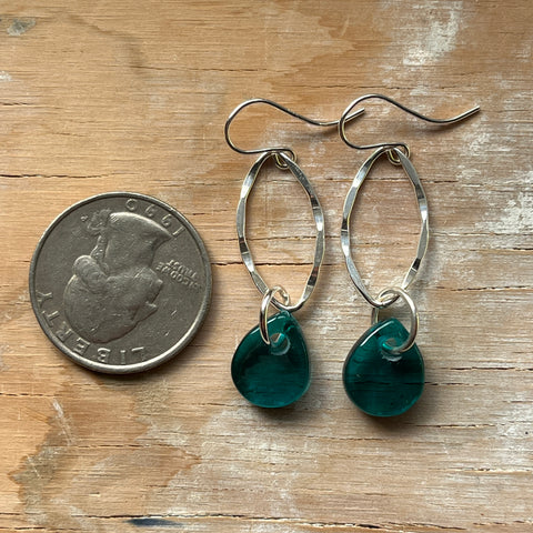 Transparent Teal Piper Earrings- One of a Kind