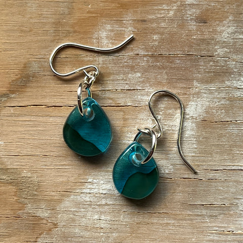 Aqua & Moss Drop Earrings- One of a Kind