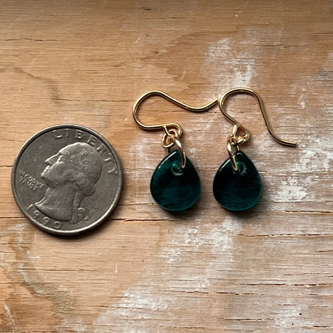 Transparent Teal Drop Earrings- One of a Kind