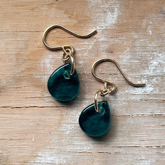 Transparent Teal Drop Earrings- One of a Kind