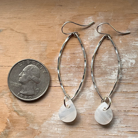 White Long Piper Earrings- One of a Kind