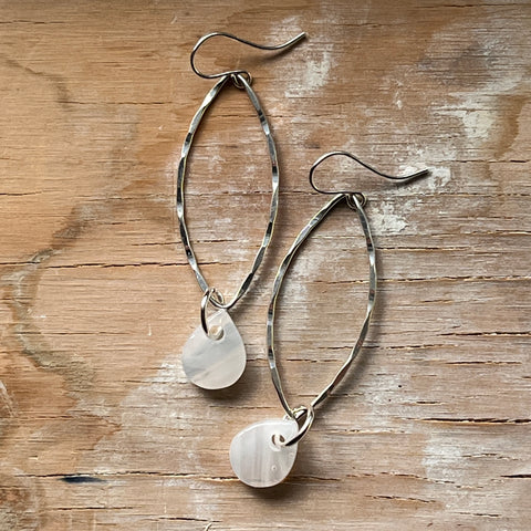 White Long Piper Earrings- One of a Kind