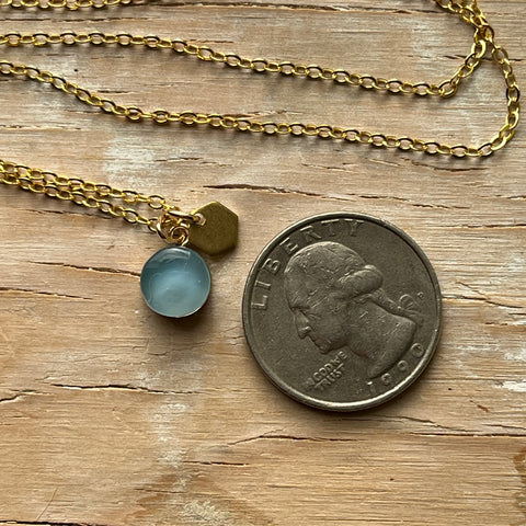 Blue Hexagon Eraser Necklace- One of a Kind
