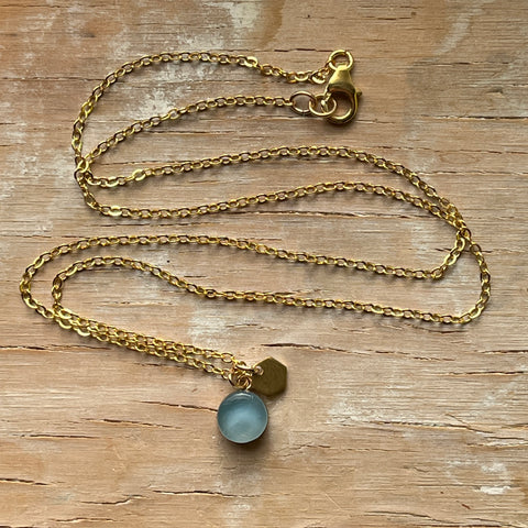 Blue Hexagon Eraser Necklace- One of a Kind