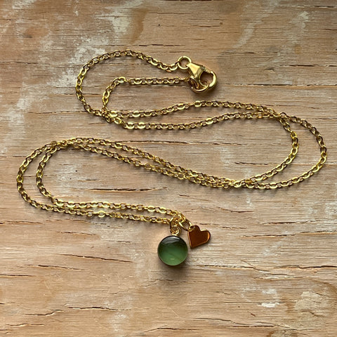 Moss Heart Eraser Necklace- One of a Kind