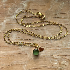 Moss Heart Eraser Necklace- One of a Kind