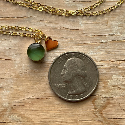 Moss Heart Eraser Necklace- One of a Kind